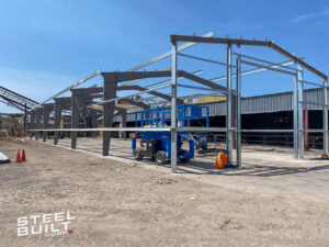 Installation of a steel building for commercial manufacturing in Sault Ste Marie